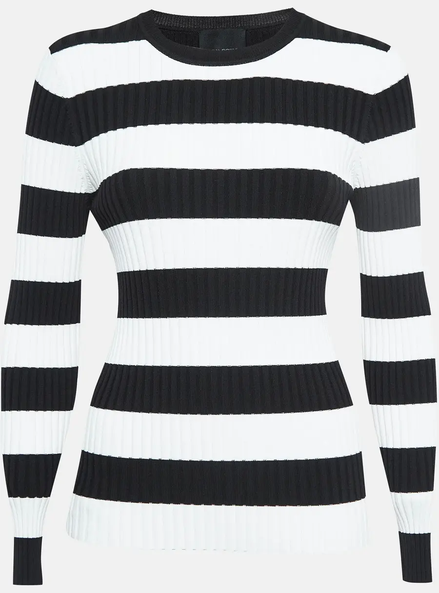 Cynthia Rowley Black/White Stripe Patterned Full Sleeve Sweater M