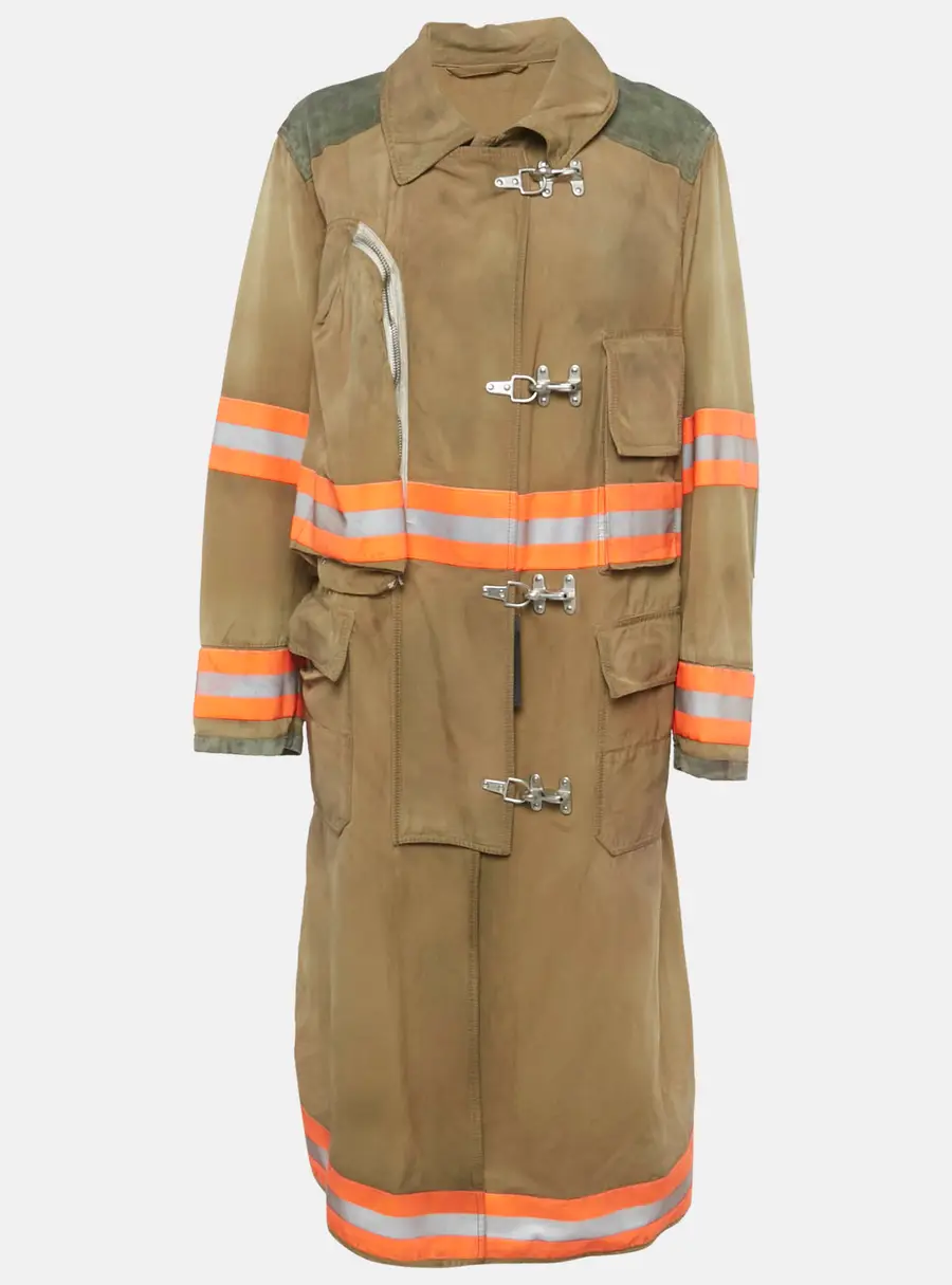 Calvin Klein Brown Logo Applique Cotton Firefighter Coat S