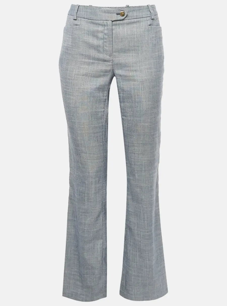 Calvin Klein Blue Straight Leg Mid-Rise Trousers XS