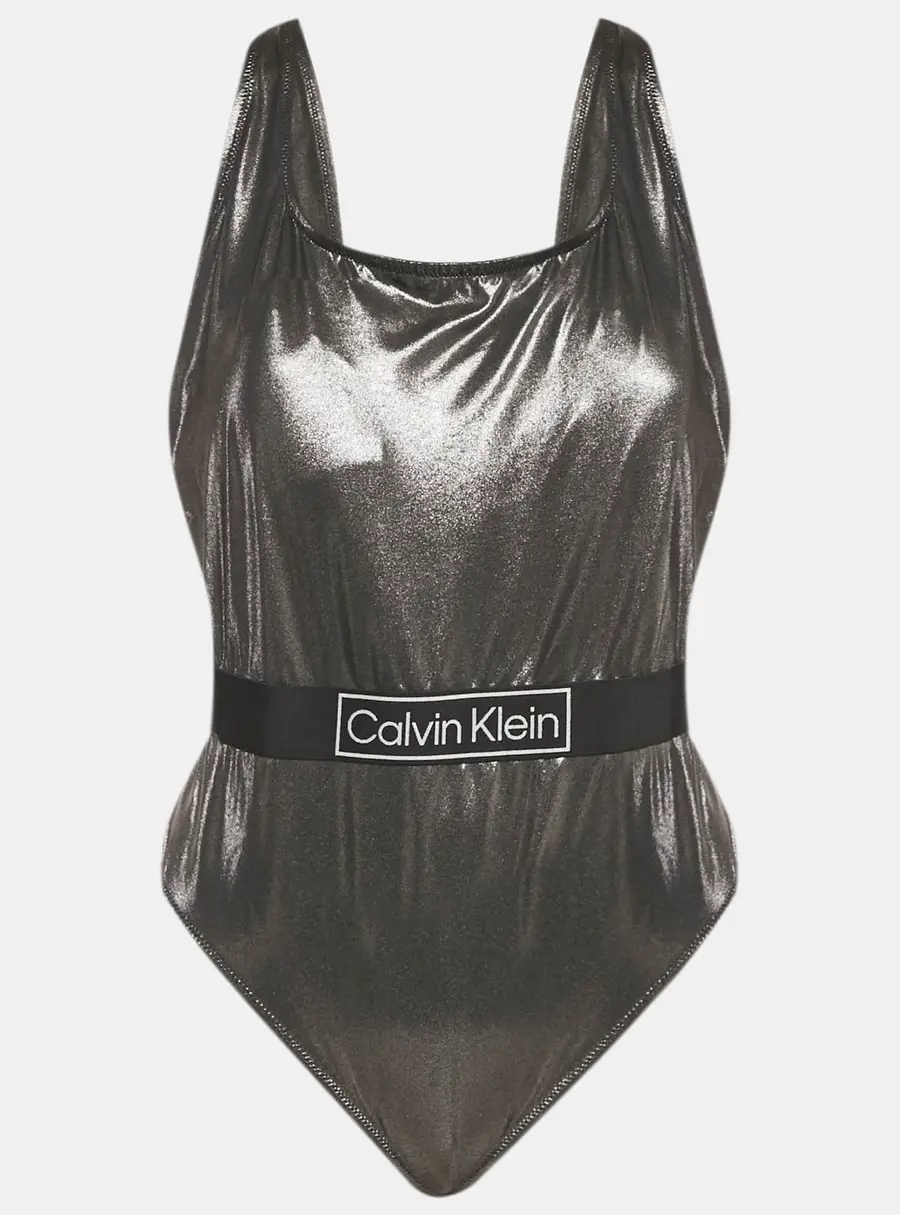 Calvin Klein Silver Lamé Swimsuit XXL