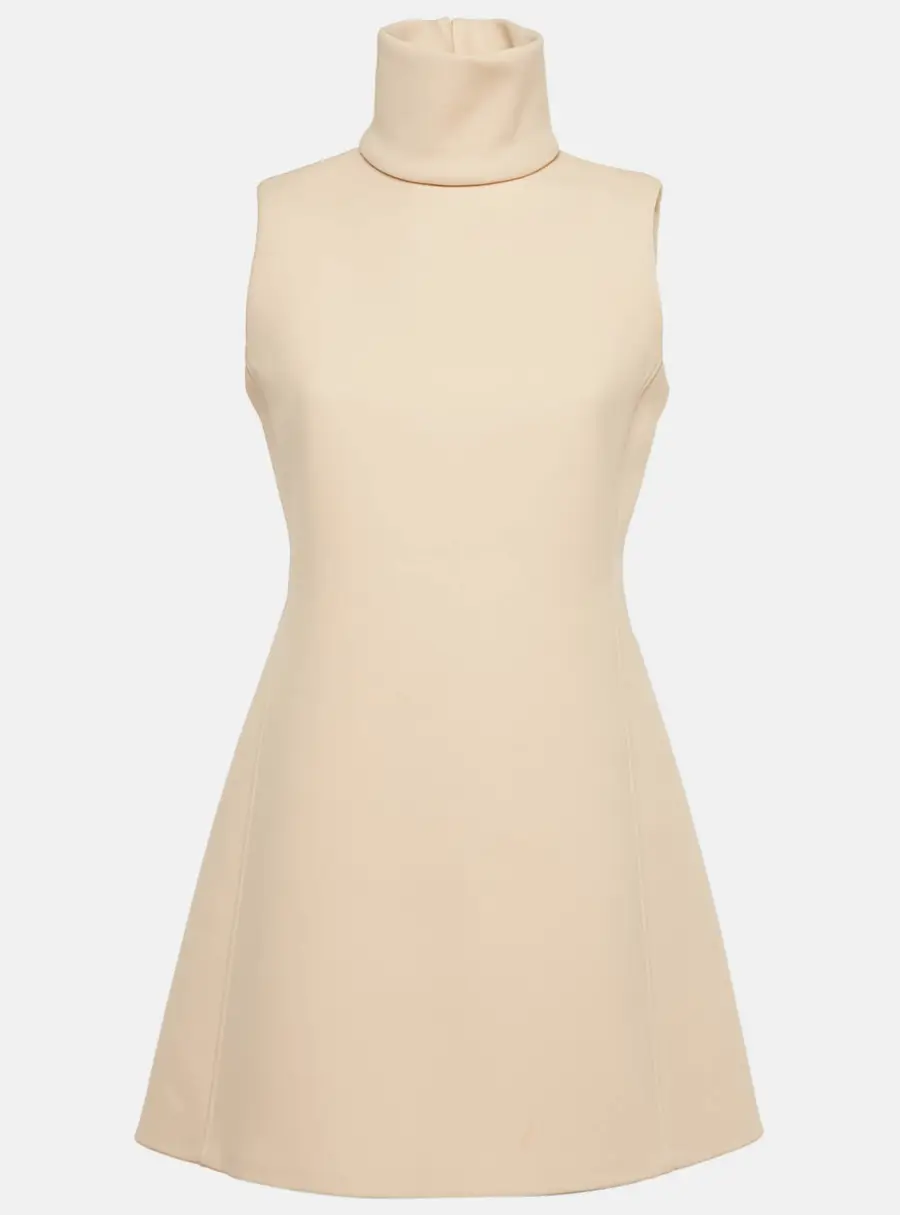 Calvin Klein Beige Crepe Mock Neck Mini Dress M