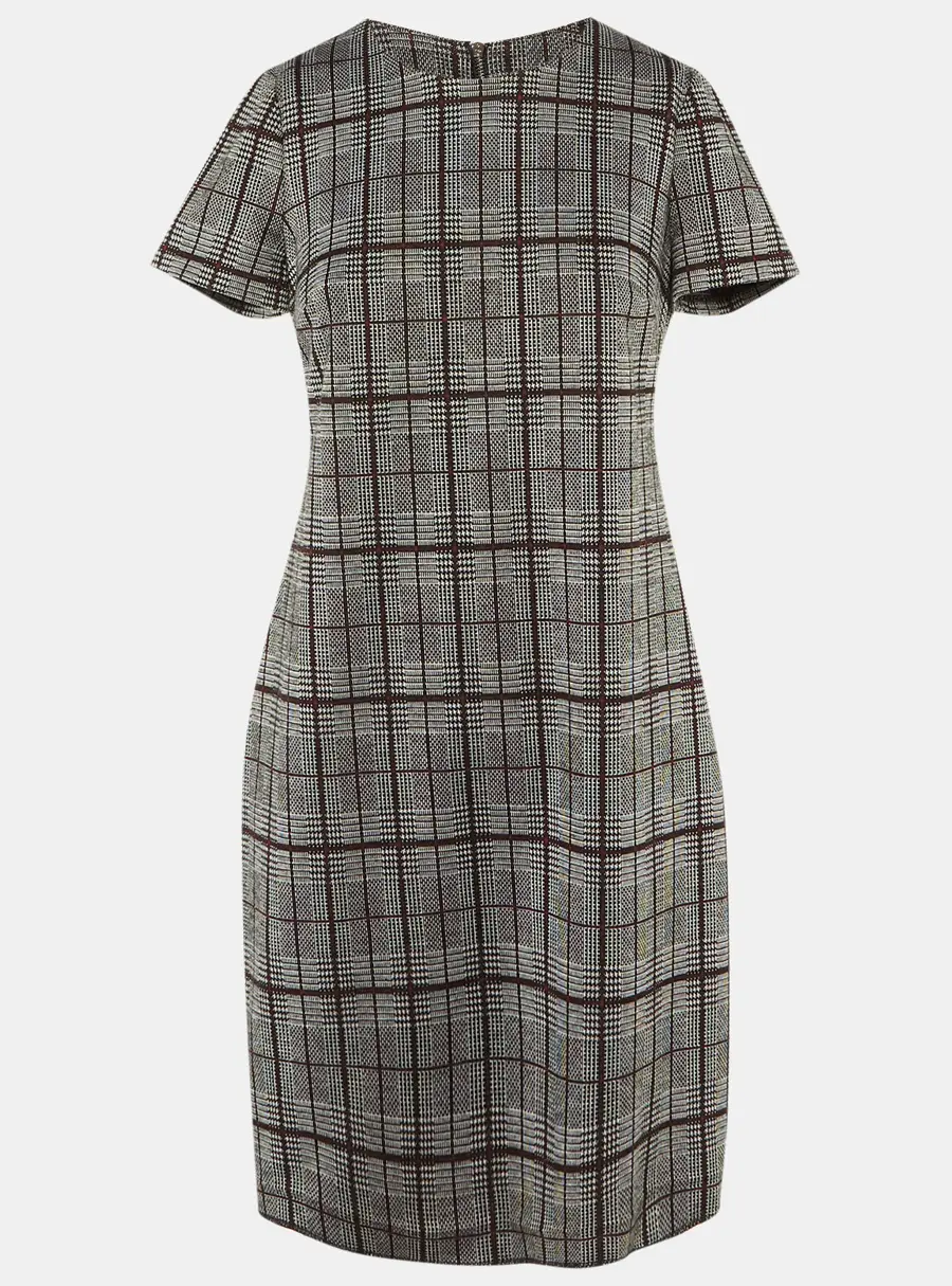 Calvin Klein Black /Red Checkered Knit Mini Dress M