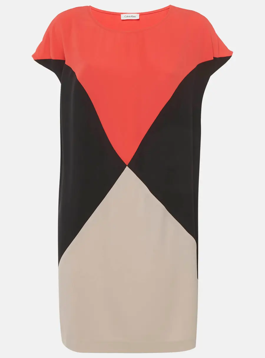Calvin Klein Multicolour Crepe Colour Block Shift Dress XL