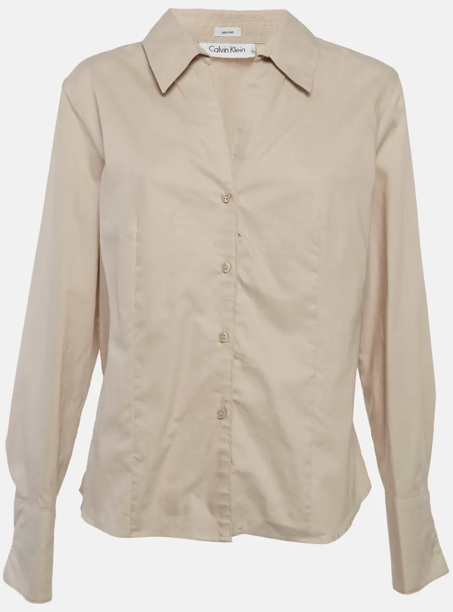 Calvin Klein Beige Cotton Long Sleeve Shirt XL