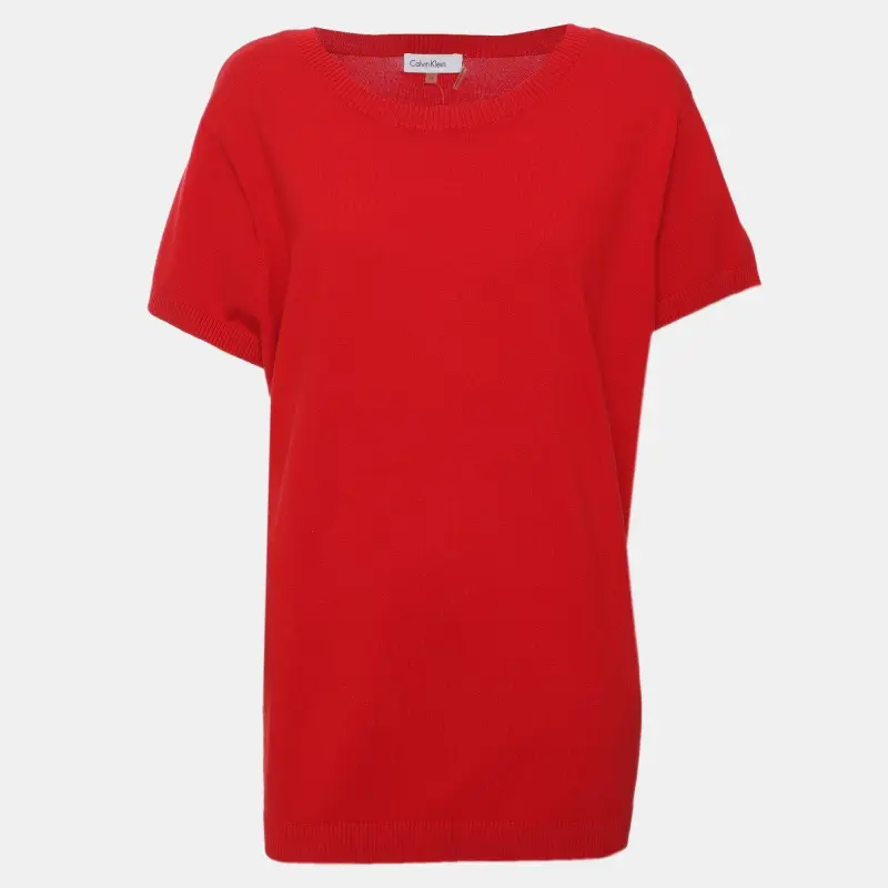 Calvin Klein Red Rib Knit Top XL