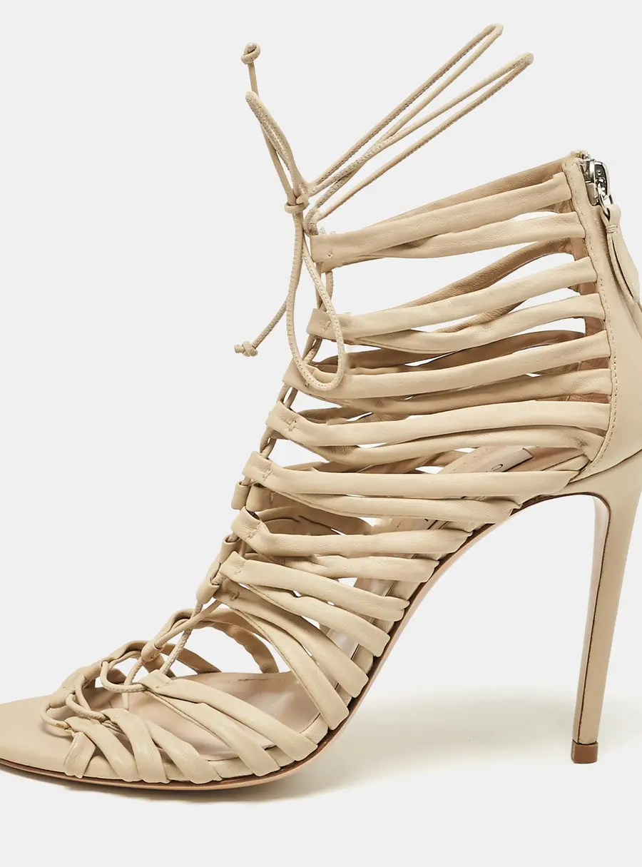 Casadei Valencia Size 39 Beige Leather Gladiator Sandals