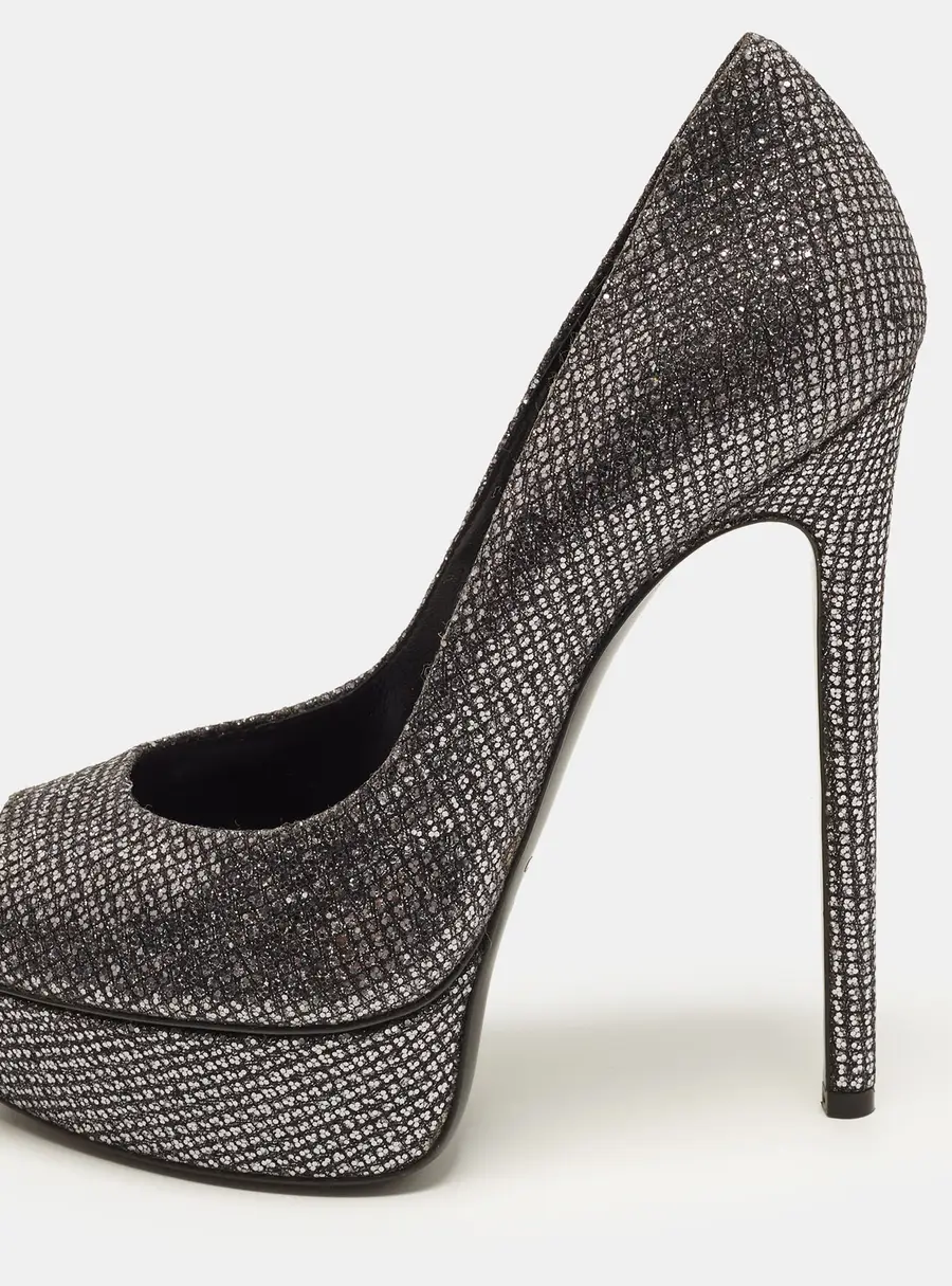 Casadei Size 38 Two Tone Glitter Platform Pumps