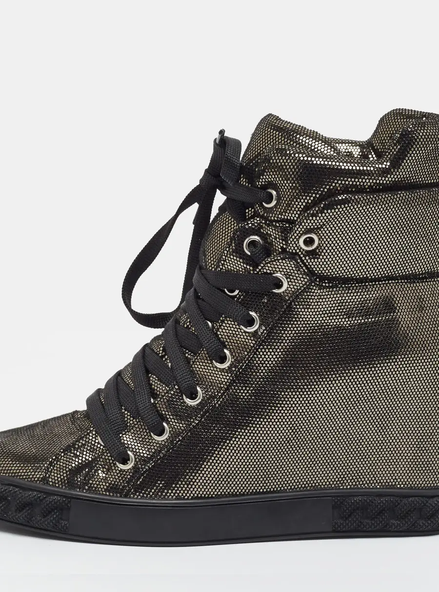 Casadei Renna Size 39 Metallic Texture Suede Wedge Sneakers