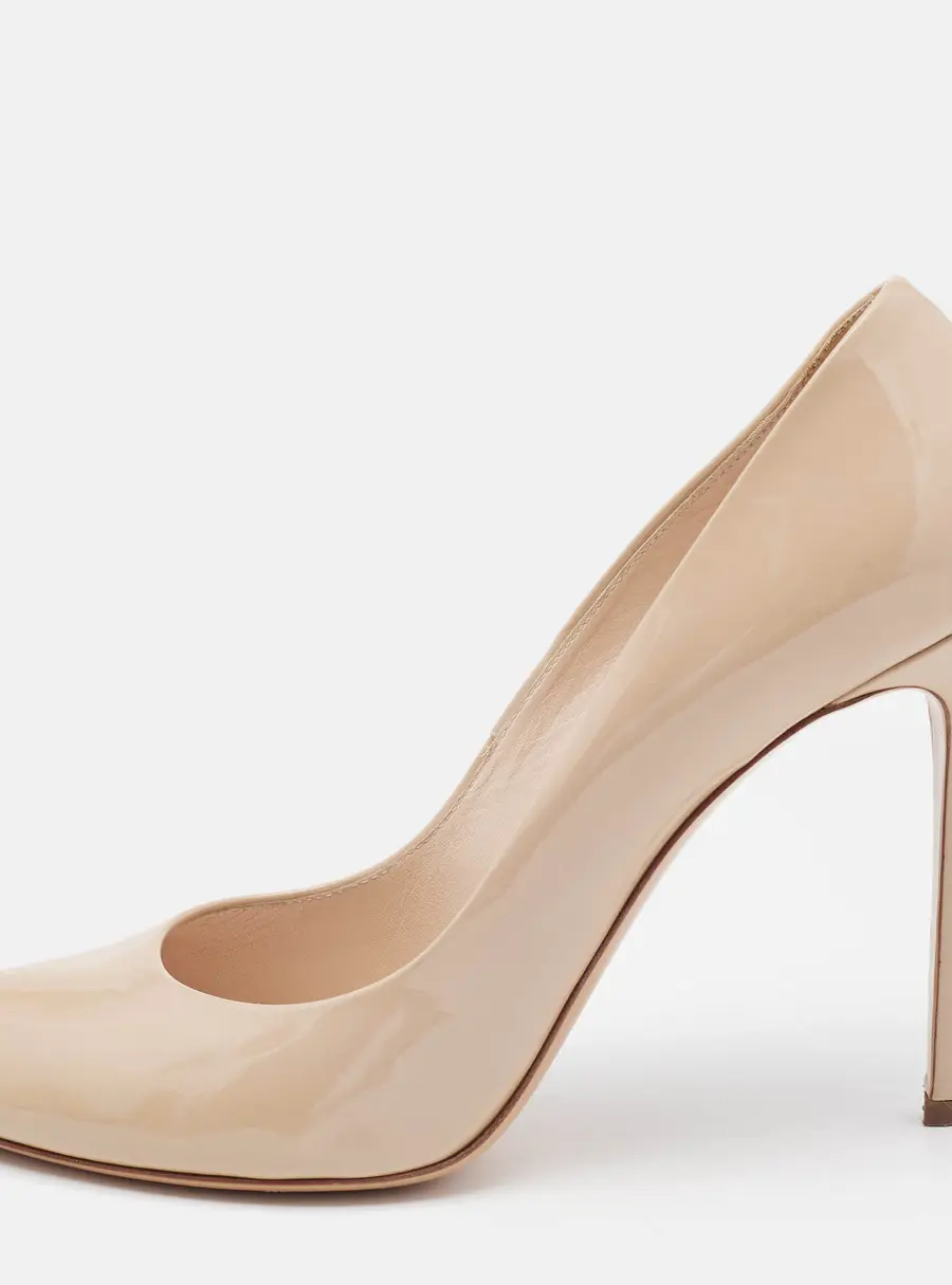 Casadei Beige Patent Leather Pointed Toe Pumps Size 39.5
