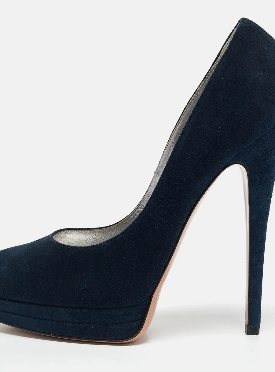 Casadei Navy Blue Suede Platform Pumps Size 38