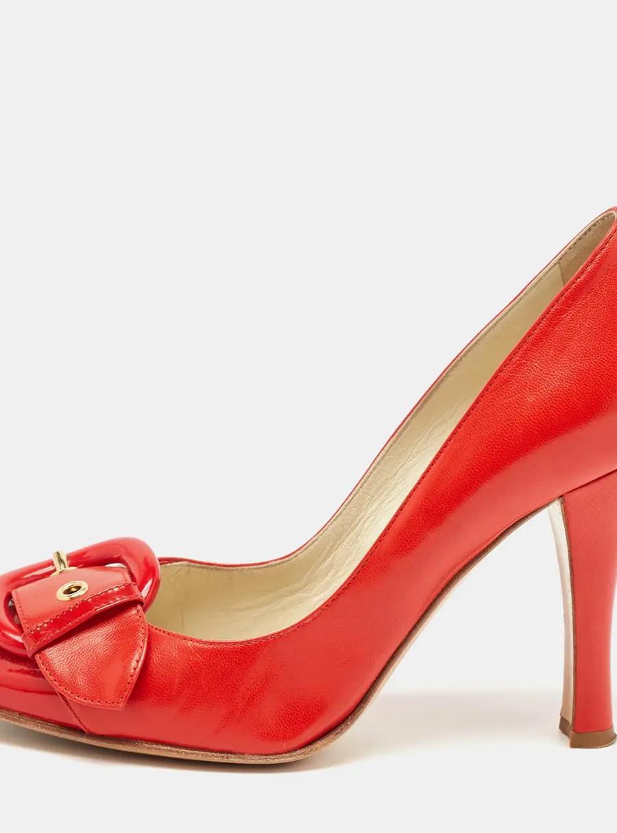 Casadei Red Leather Buckle Detail Pumps Size 37