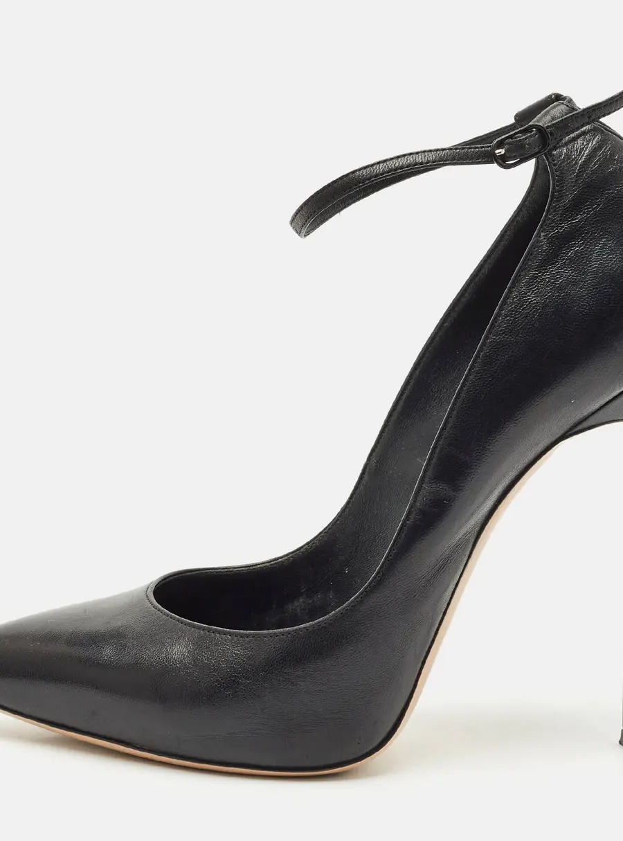 Casadei Black Leather Ankle Strap Pumps Size 40