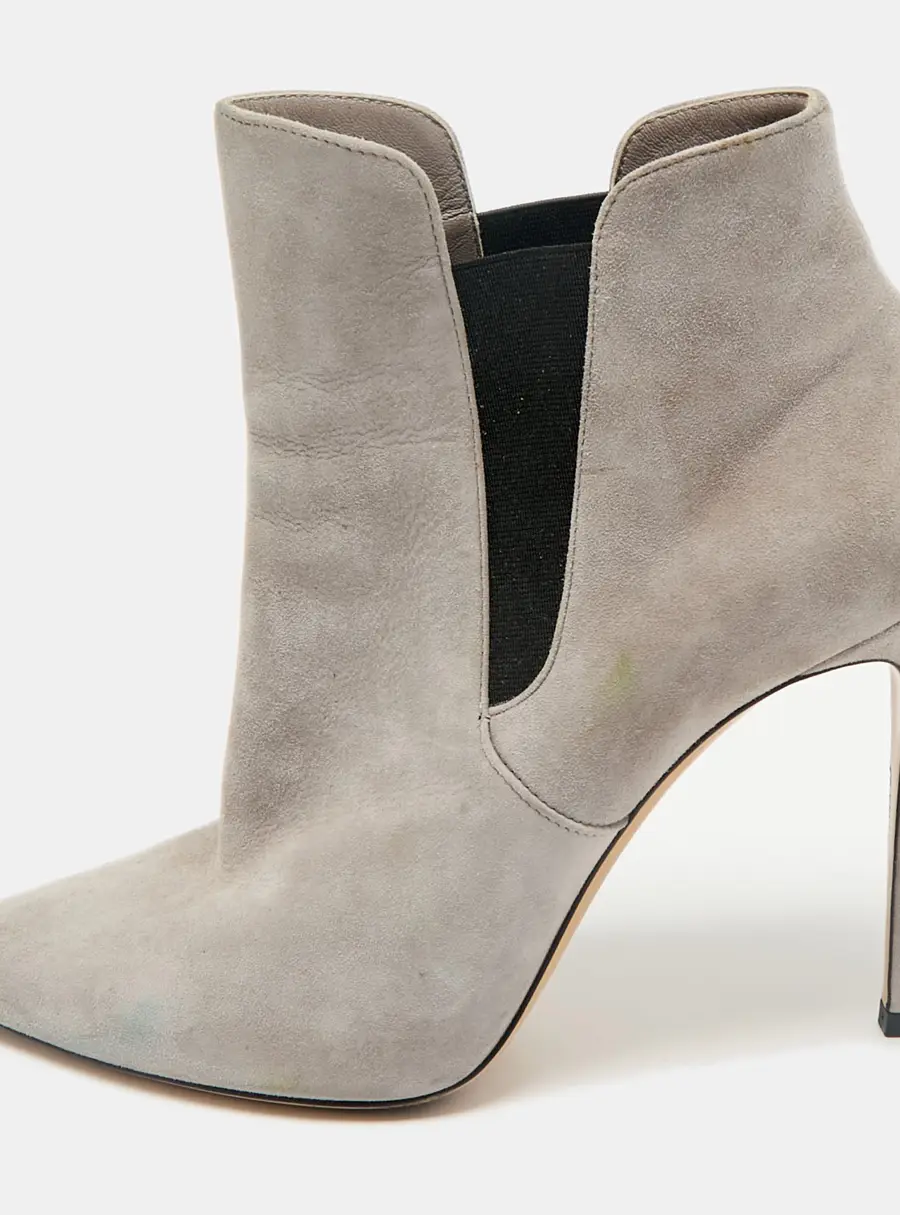 Casadei Grey Suede Pointed Toe Ankle Length Boots Size 39