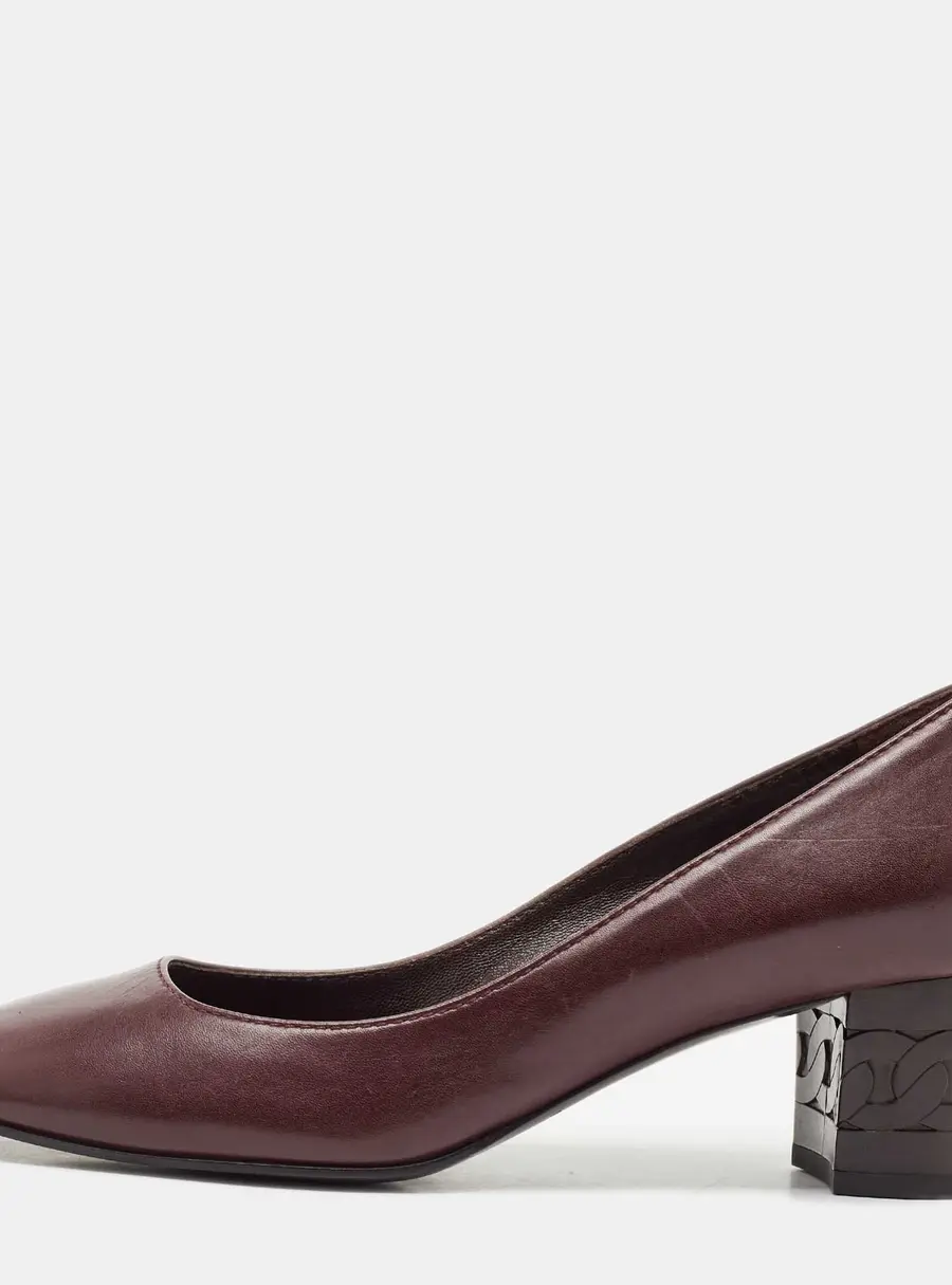 Casadei Purple Leather Embossed Chain Heel Pumps Size 37