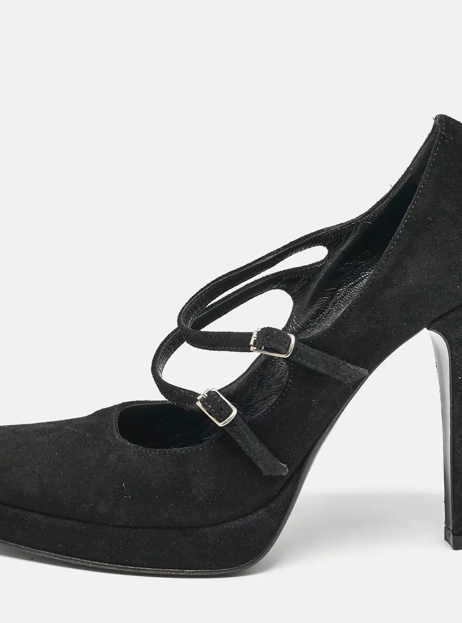 Casadei Black Suede Mary Jane Platform Pumps Size 36