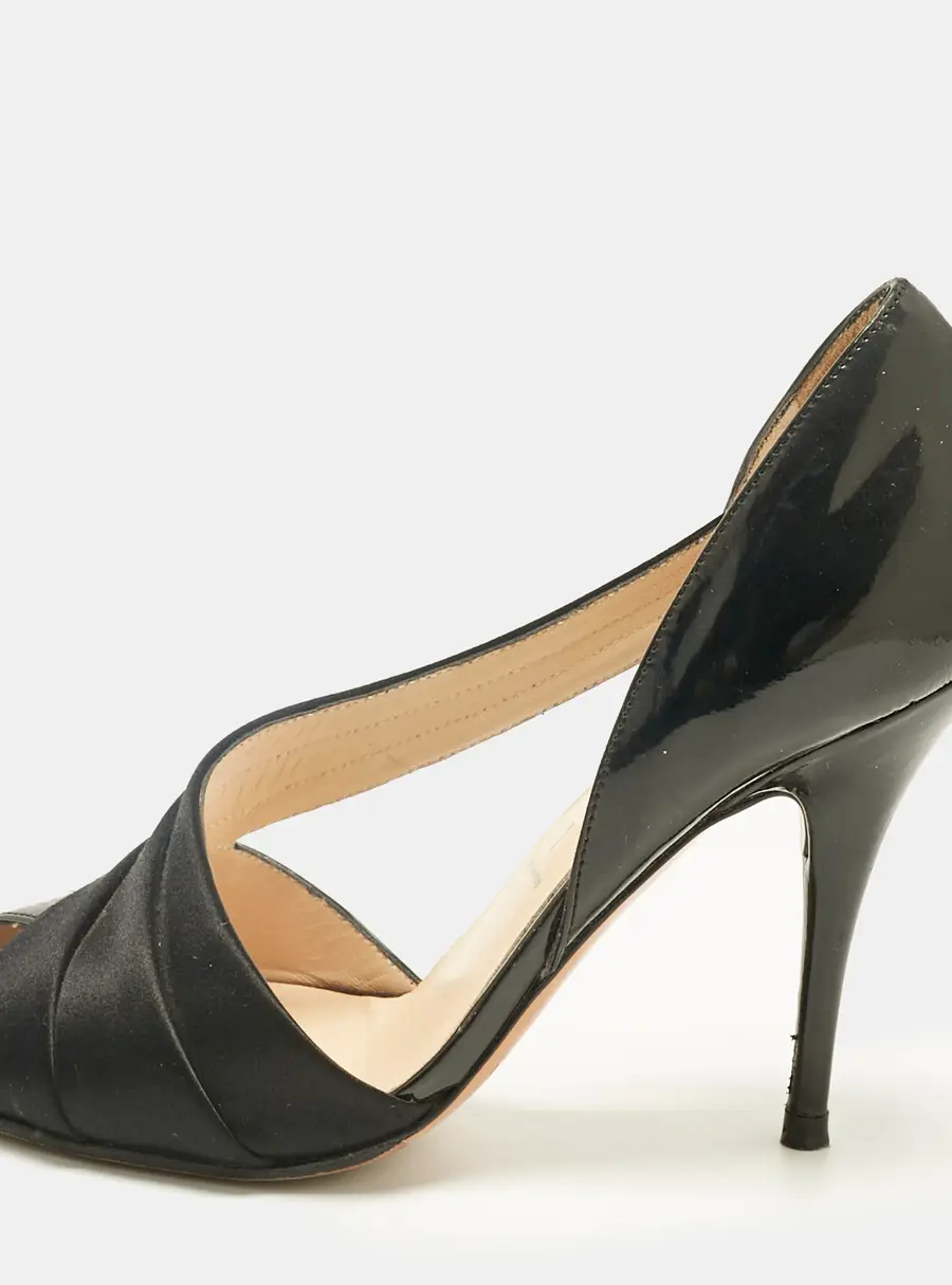 Casadei Black Satin Cut Out D'orsay Pumps Size 38