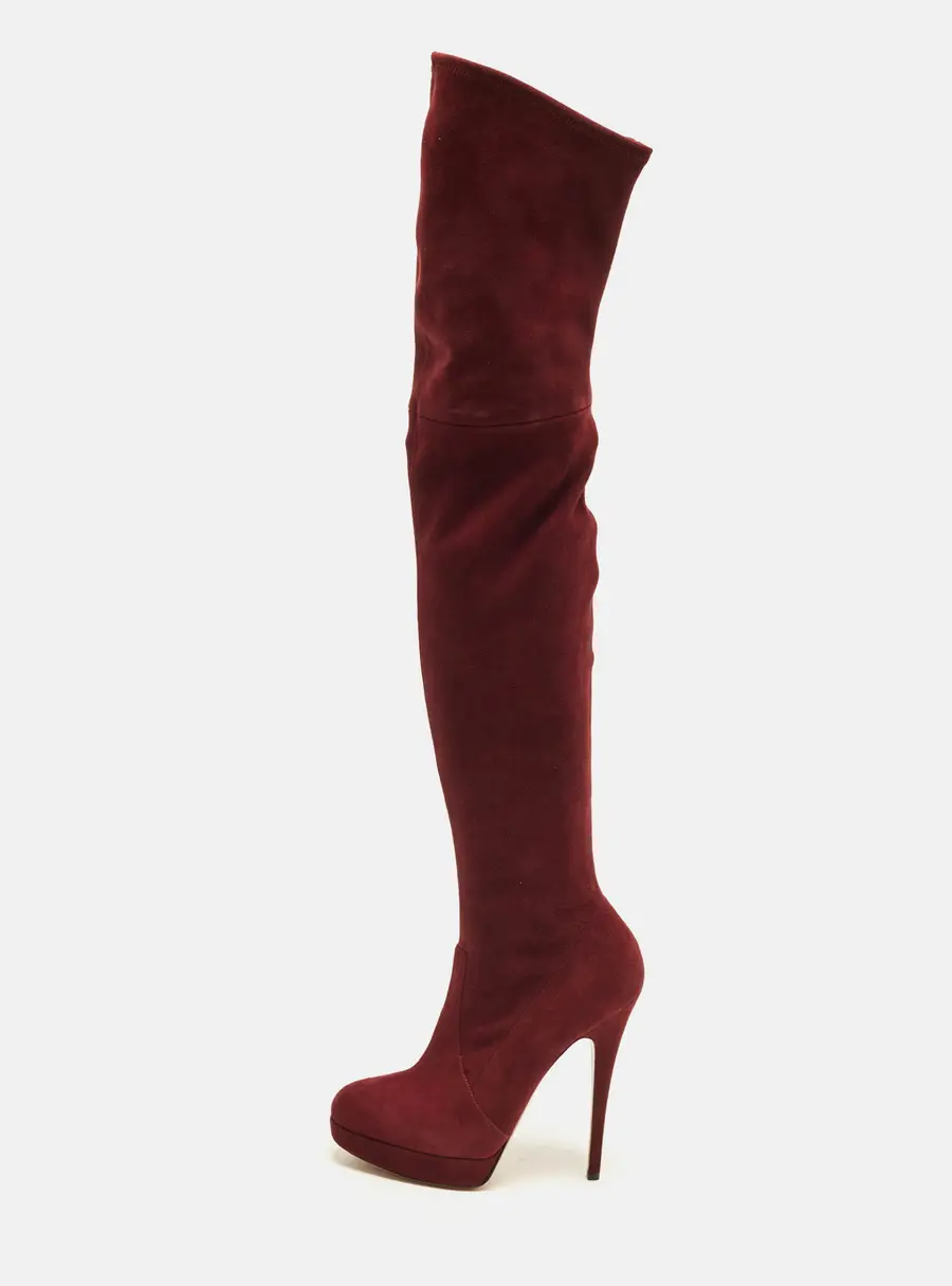 Casadei Size 39 Purple Suede Knee Length Boots