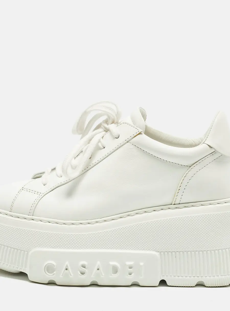 Casadei Nexus Size 37.5 White Leather Platform Sneakers