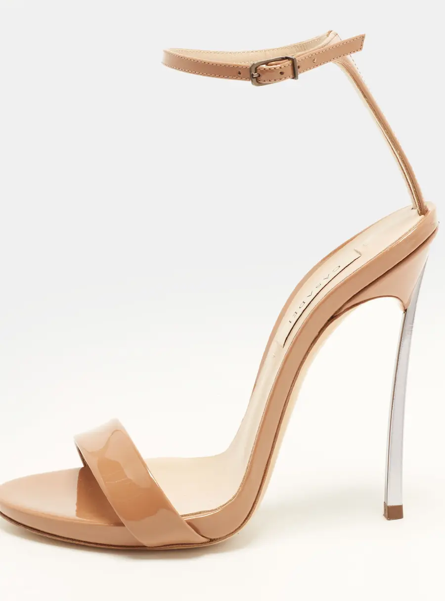 Casadei Blade Size 36 Beige Patent Leather Ankle Strap Sandals