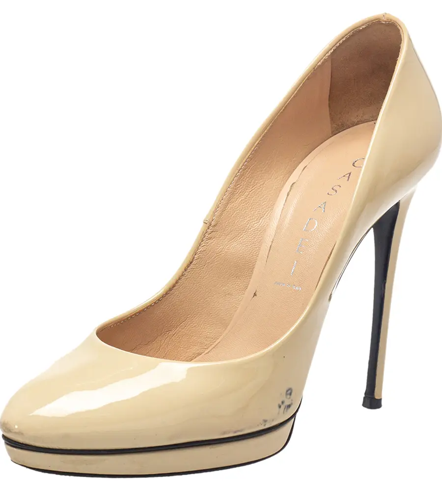 Casadei Beige Patent Leather Pumps Size 38