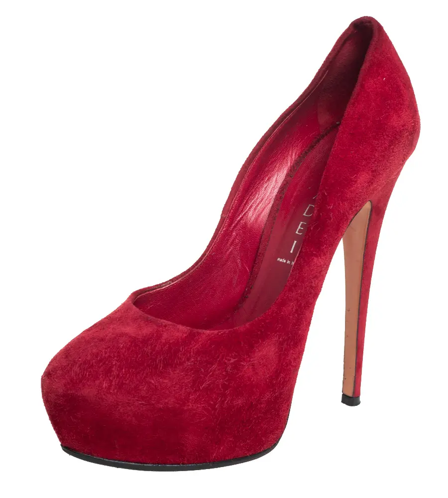 Casadei Red Suede Platform Pumps Size 37