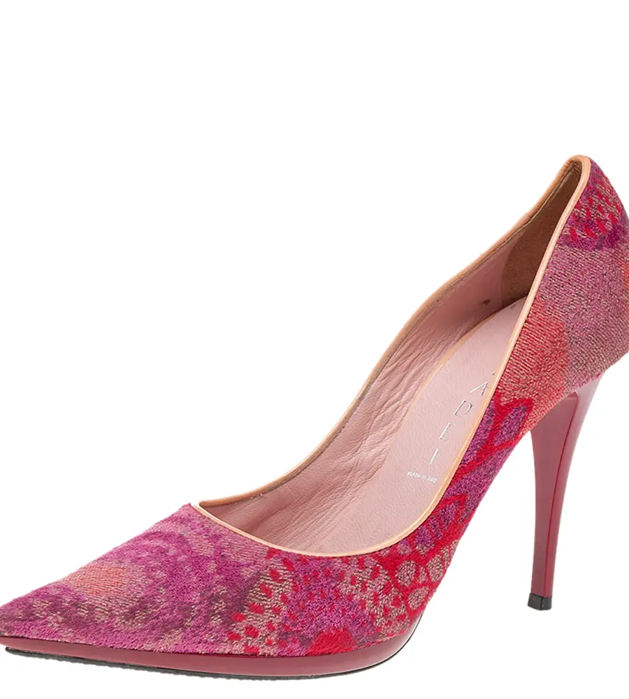 Casadei Multicolor Fabric And Leather Pointed Toe Pumps Size 36