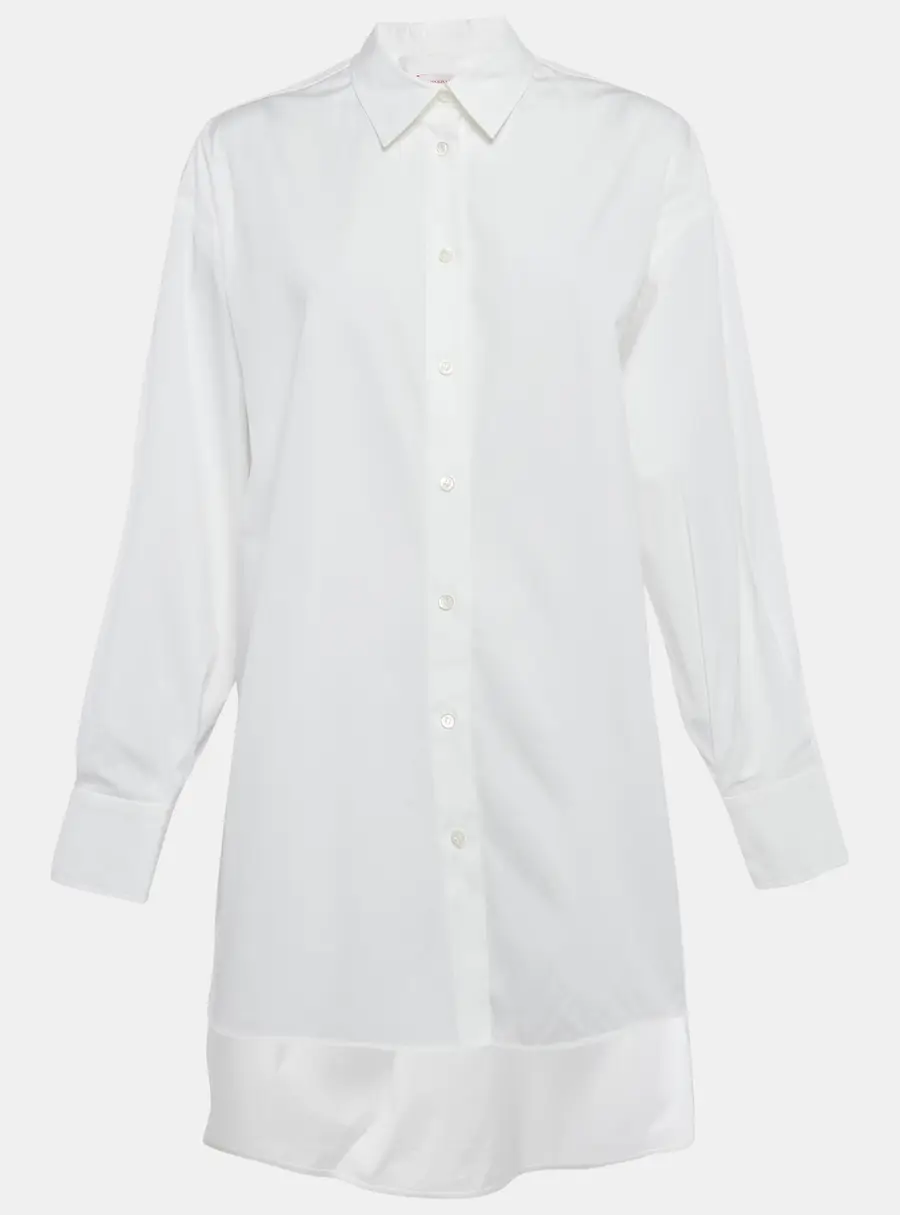 Carolina Herrera White Cotton Oversized High Side Blouse S