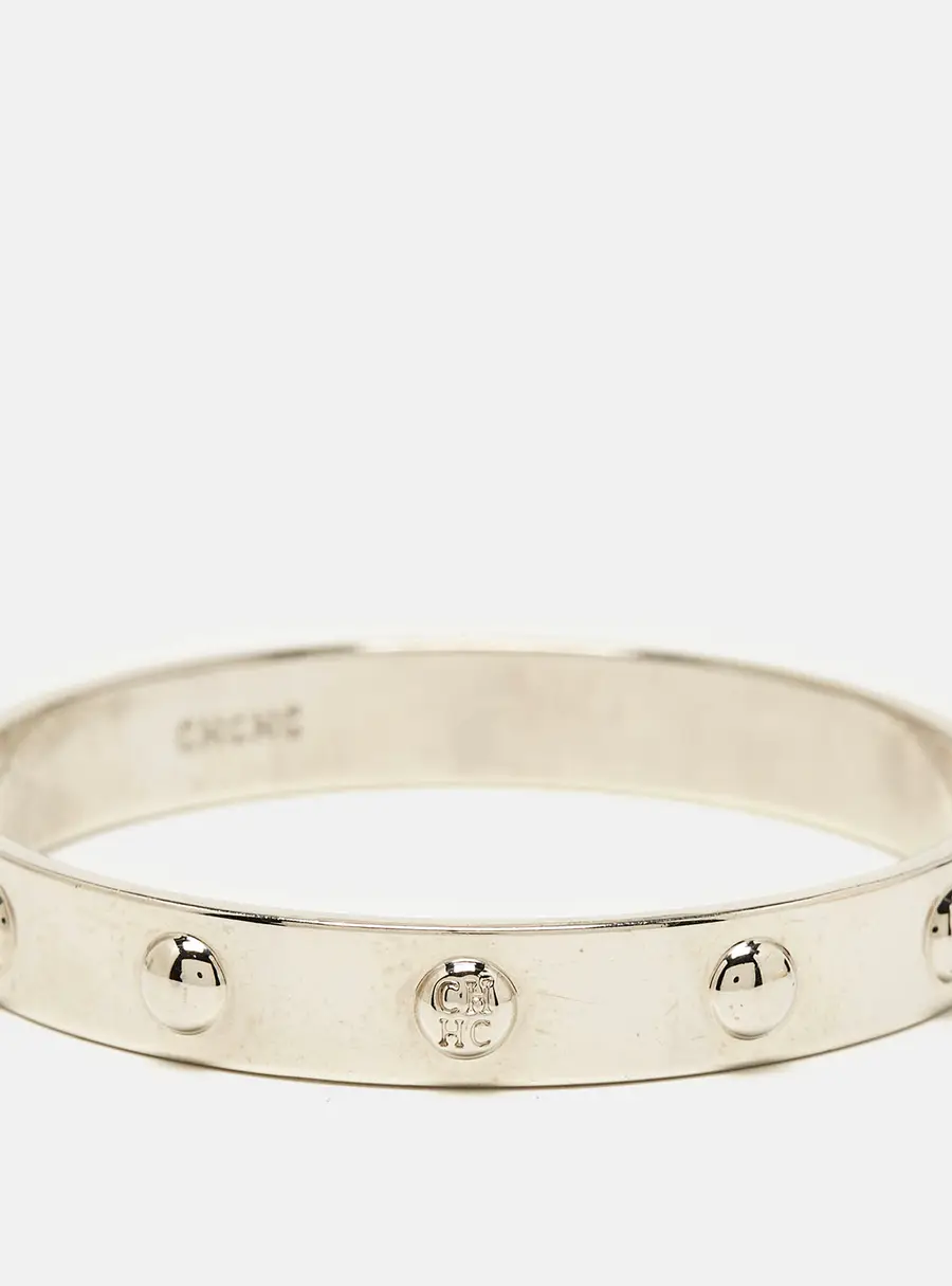 Carolina Herrera CH Silver Tone Bangle Bracelet