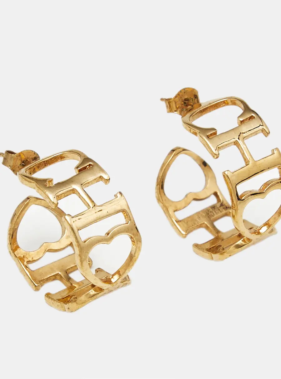 Carolina Herrera CH Gold Tone Hoop Earrings