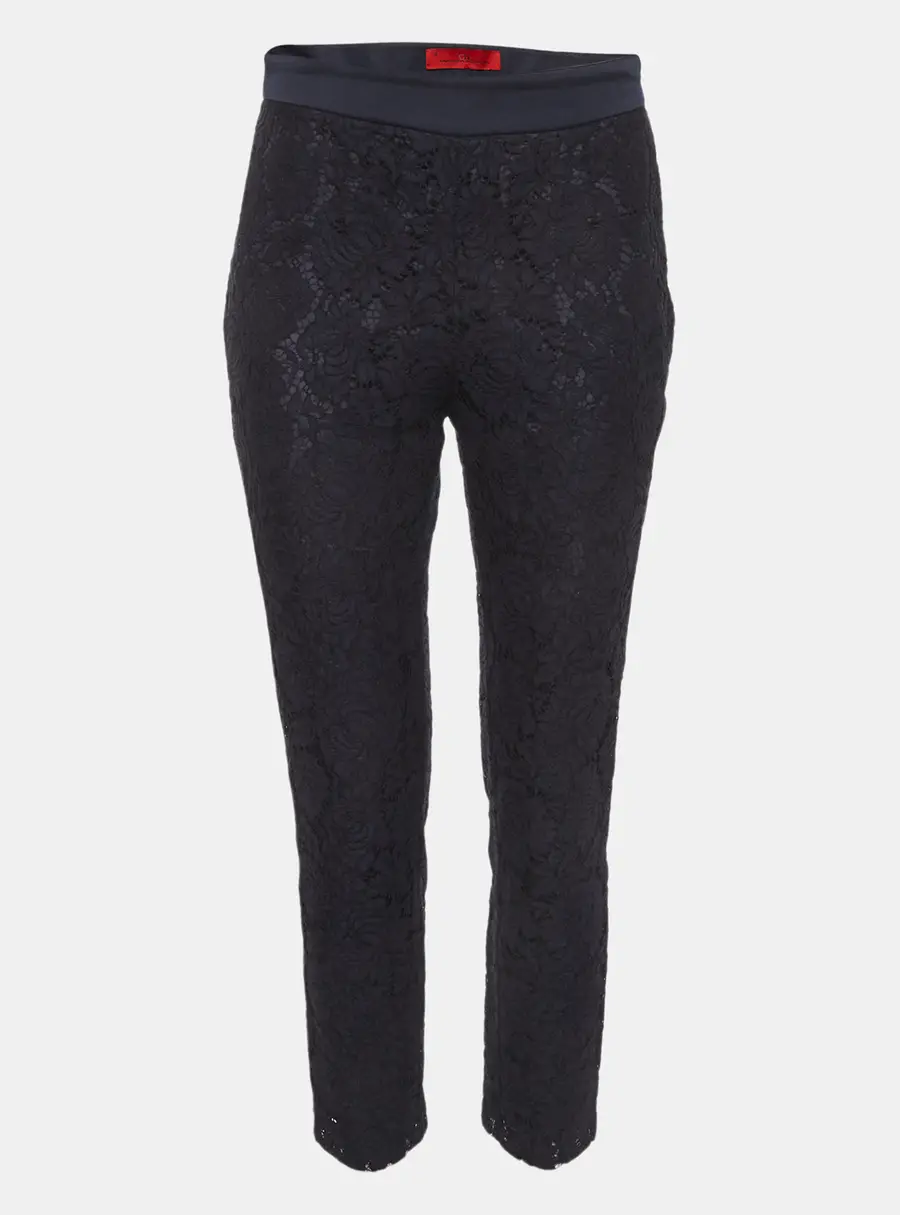 CH Carolina Herrera Navy Blue Lace Trousers S