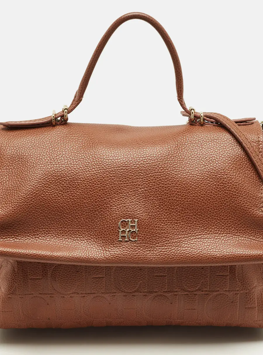 Carolina Herrera Brown Leather Minueto Top Handle Bag