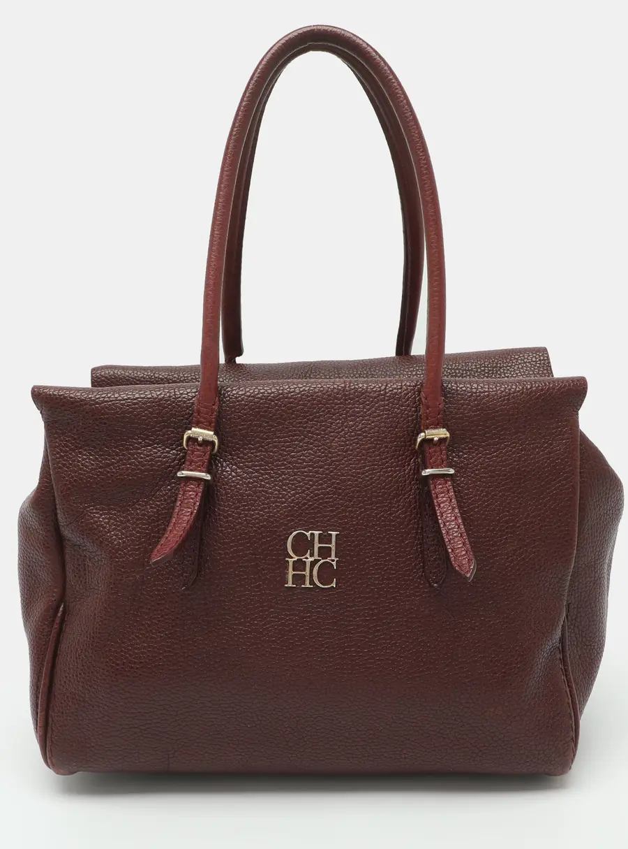 Carolina Herrera Adagio Burgundy Leather Tote