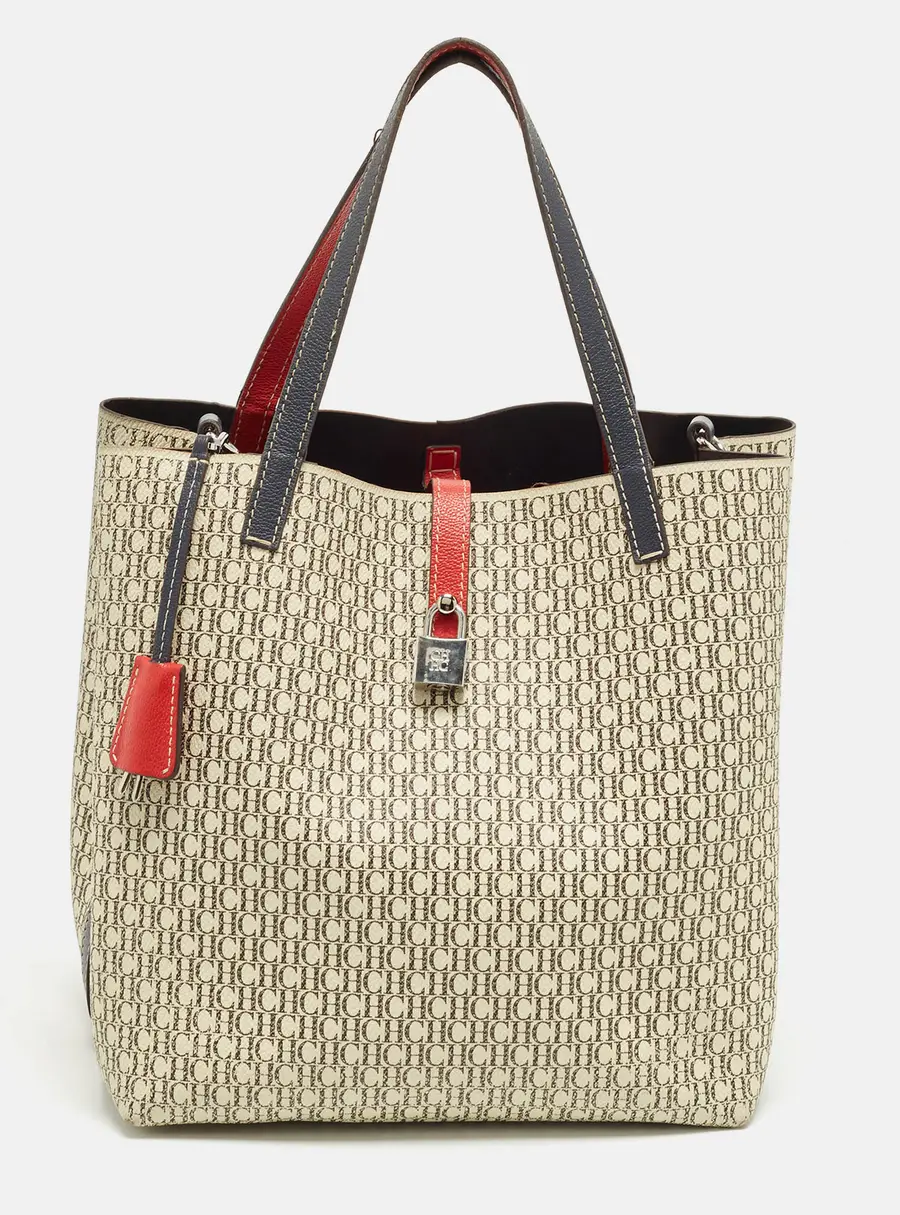 CH Carolina Herrera Matryoshka Multicolor Monogram Coated Canvas and Leather Tote
