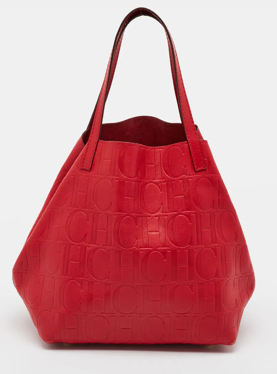 Carolina Herrera Matryoshka Red Monogram Leather Tote