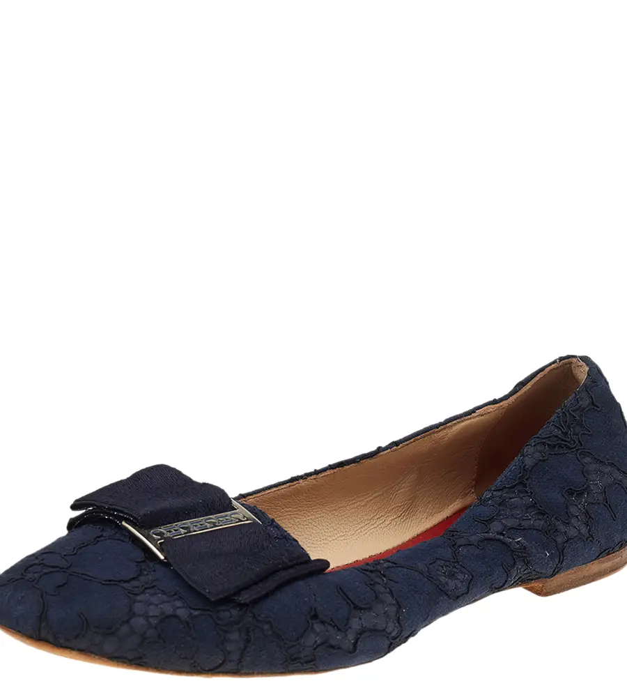 CH Carolina Herrera Size 38 Blue Fabric and Lace Loafers & Moccasins