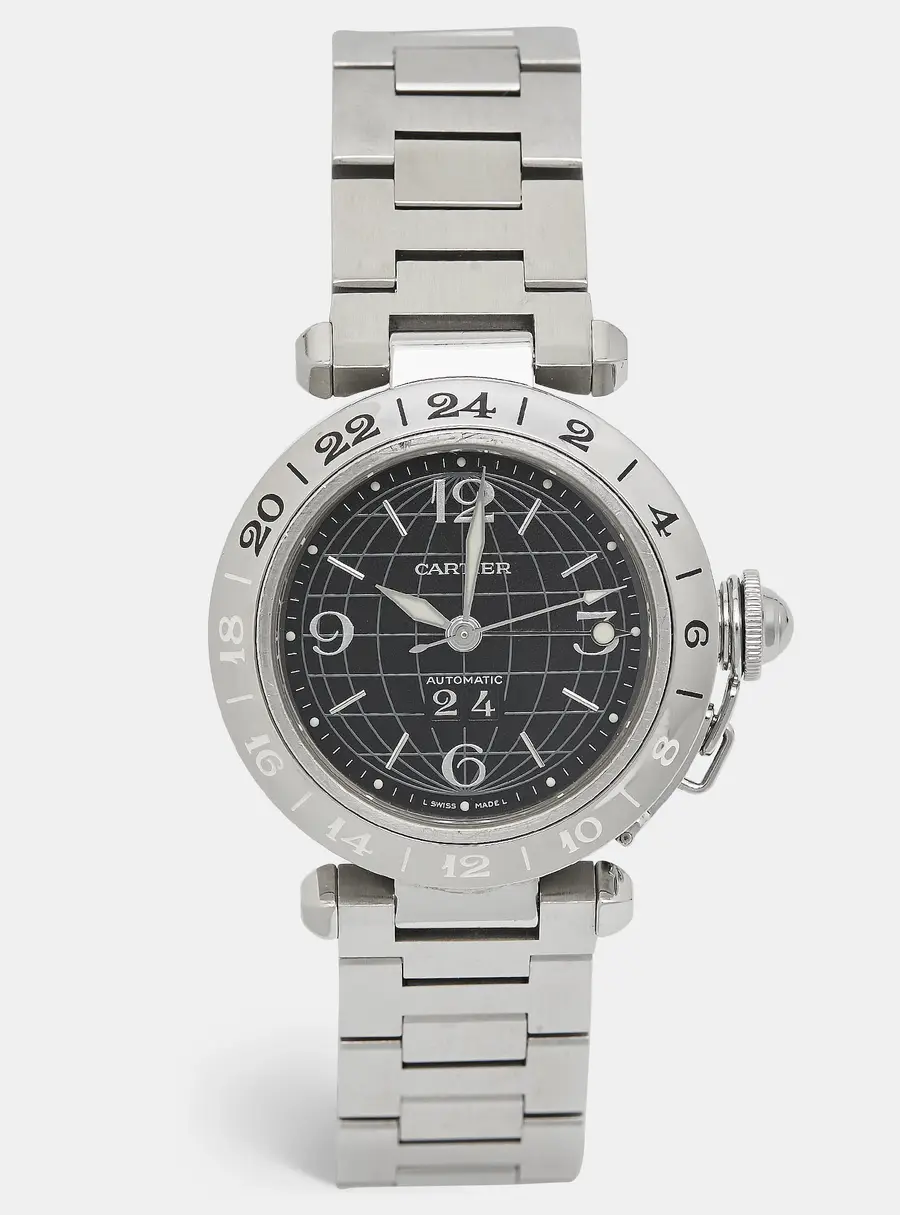 Cartier Pasha De Cartier W31049M7 Black Dial Stainless Steel Unisex Wristwatch 35 mm
