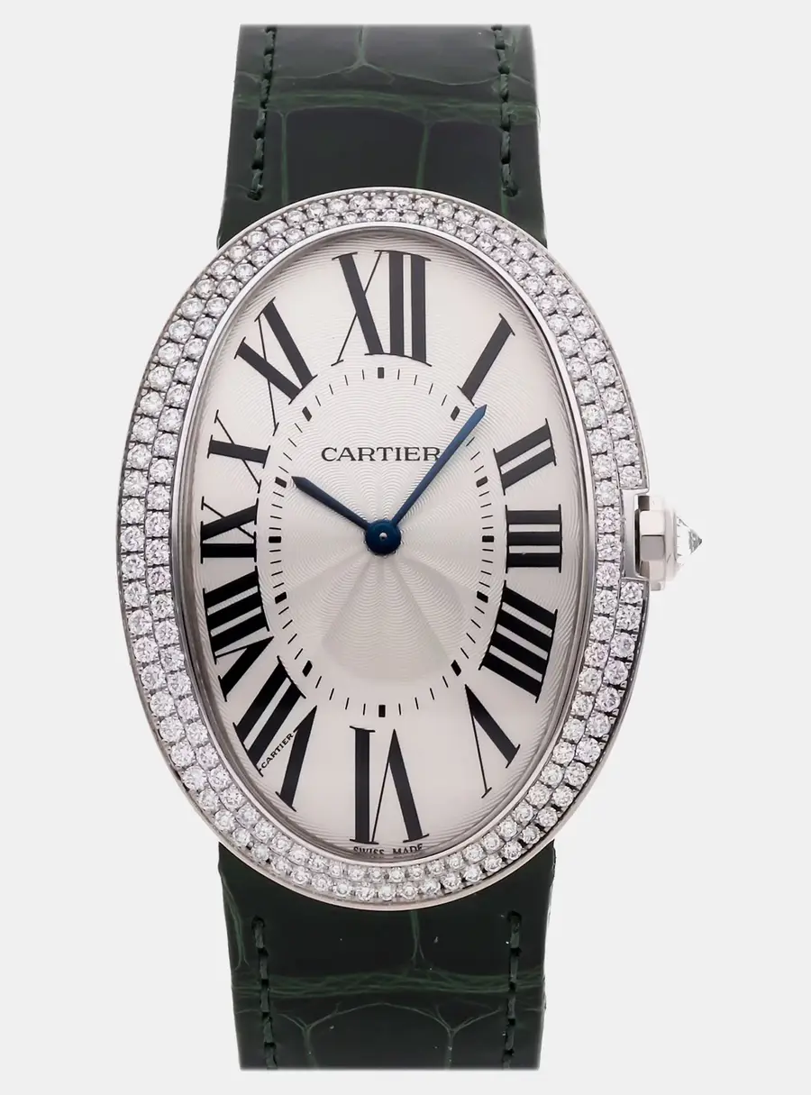 Cartier Baignoire WB520009 Silver 18k White Gold Manual Winding Women's Wristwatch 44mm