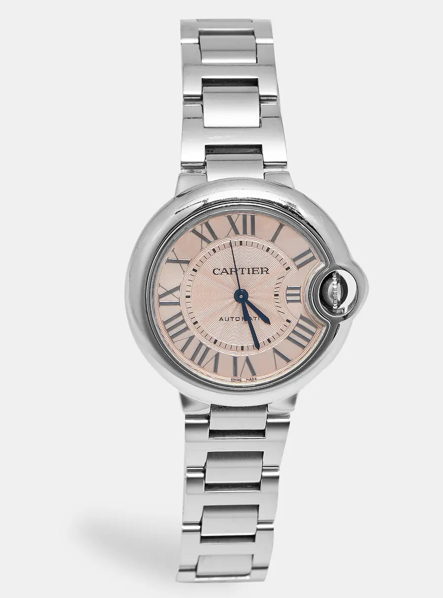 Cartier Ballon Bleu 3489 Pink Dial Stainless Steel Women's Wristwatch 33 mm