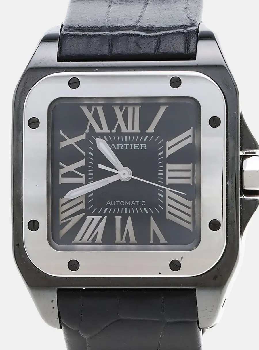 Cartier Santos 100 W2020008 Automatic Black Stainless Steel Men's Wristwatch 33x44mm