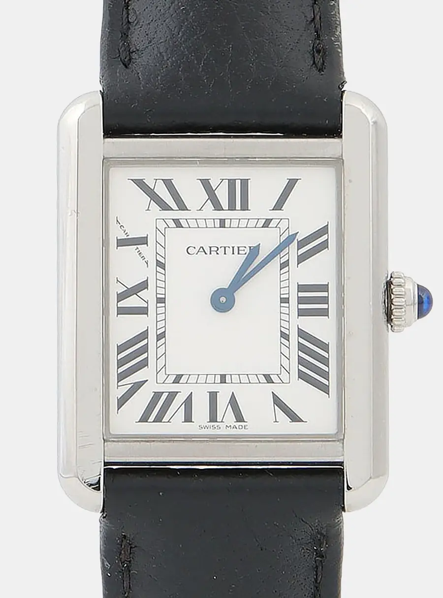 Cartier Tank Solo WSTA0030 Quartz White Stainless Steel Men's Wristwatch 31mm