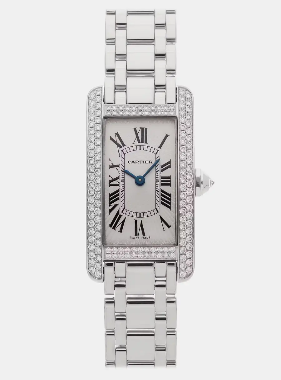 Cartier Tank Americaine WB7044L1 White White Gold, Diamond Quartz Women Wristwatch 34 x 19 mm