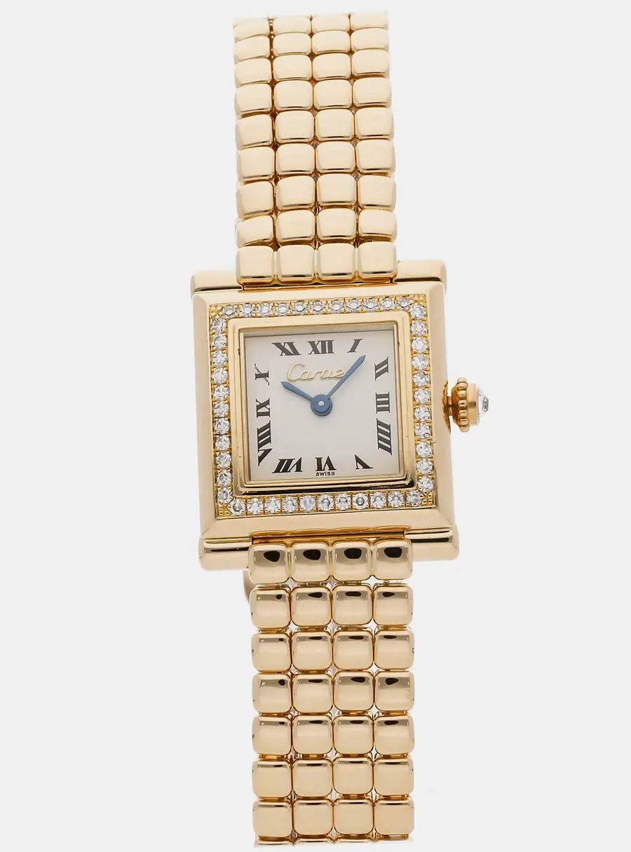 Cartier Trocadero WA9001A6 White 18K Yellow gold, Diamonds Quartz Women Wristwatch 20mm