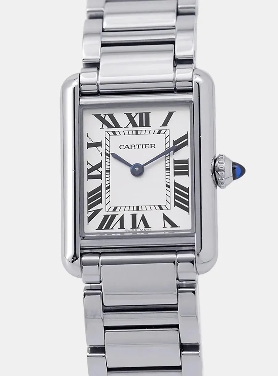 Cartier Tank WSTA0051 White Stainless Steel Women Wristwatch 30mm