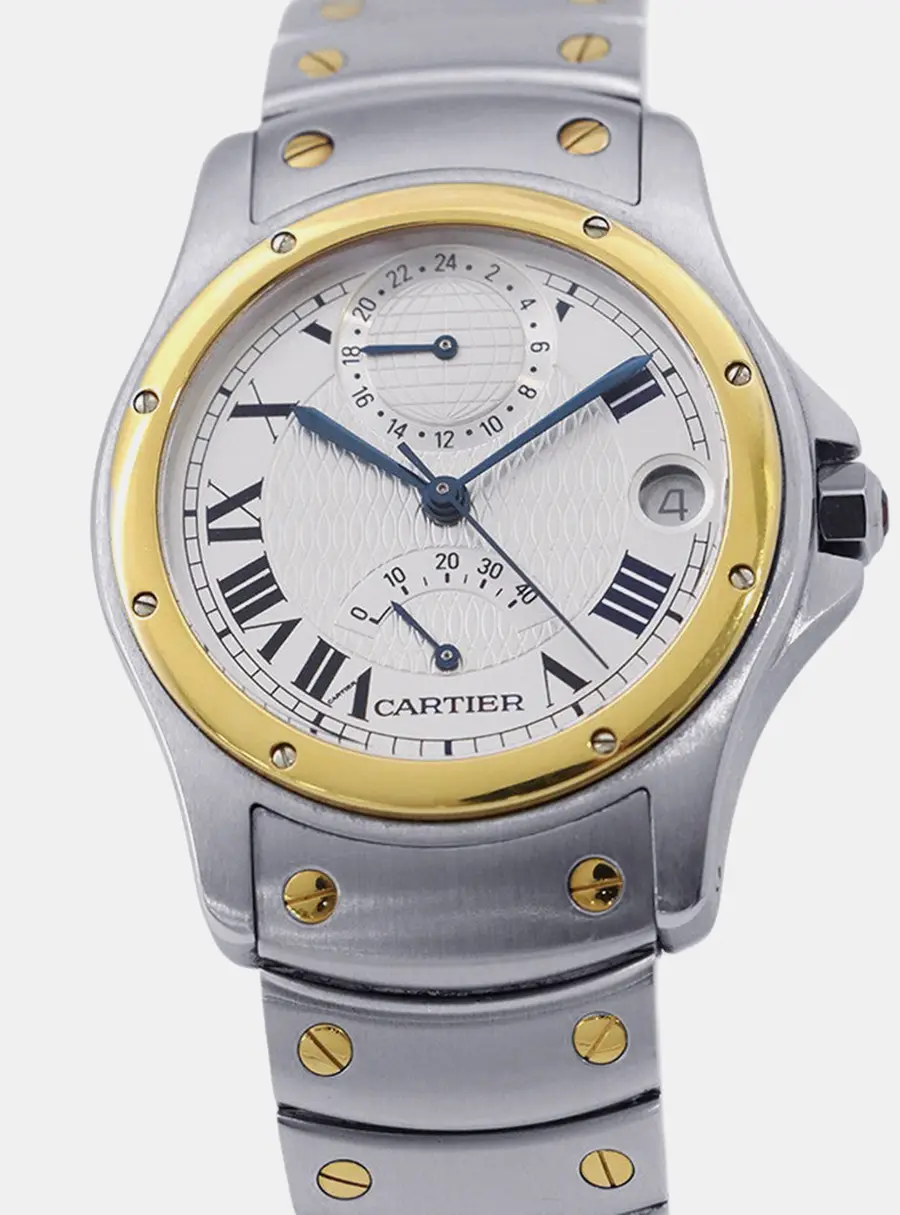 Cartier Santos W20038R3 Silver 18K Yellow Gold, Stainless Steel Automatic Women's Wristwatch 29mm