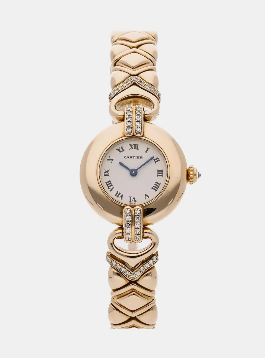 Cartier Colisee WB1023G7 Silver Yellow Gold Quartz Women's Wristwatch 24mm