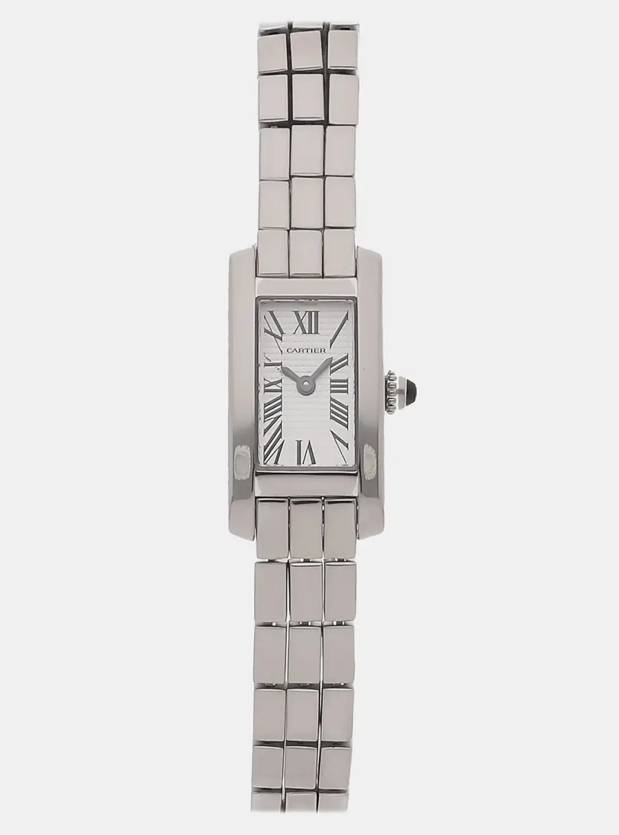 Cartier Tank Allongee Lanieres W15364W3 White Stainless Steel Quartz Women's Wristwatch