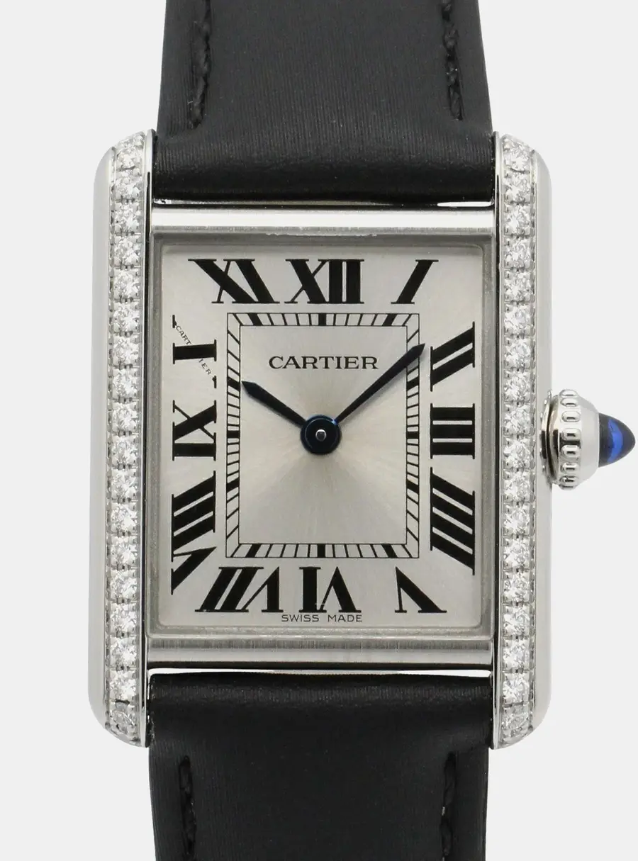 Cartier Tank W4TA0016 Silver Stainless Steel, Diamond Quartz Women's Watches 29.3x22mm