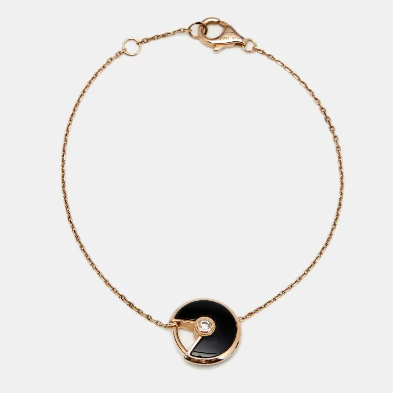 Cartier Amulette De Cartier Onyx Diamond 18k Rose Gold XS Model Bracelet