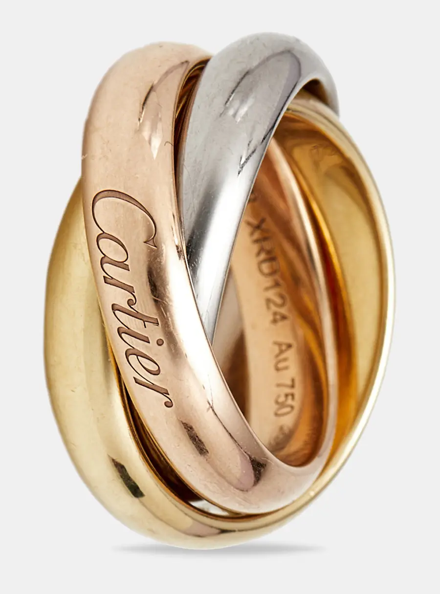 Cartier Trinity 18k Three Tone Gold Large Model Band Ring Size 48