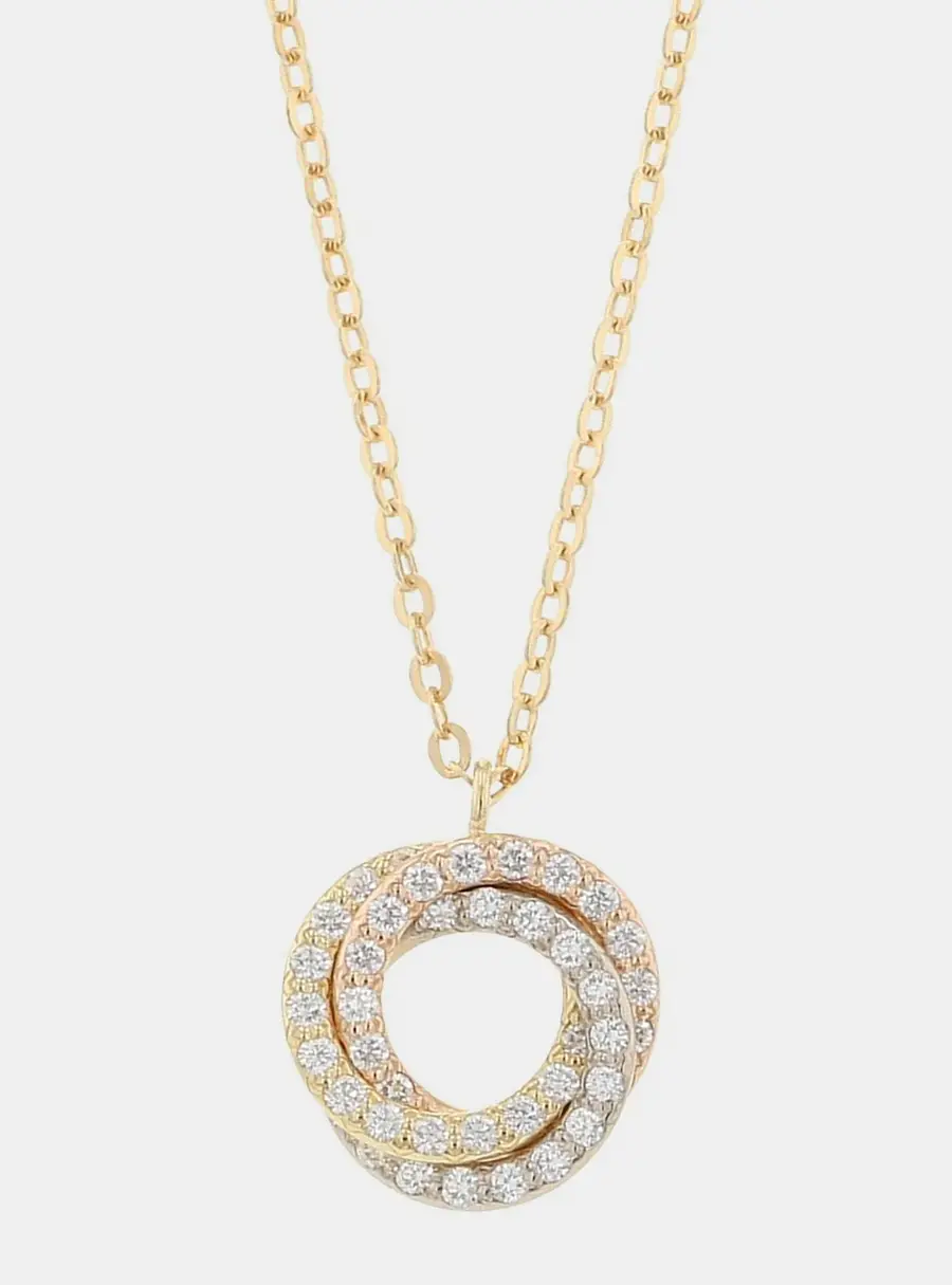 Cartier Trinity 18K Yellow, Rose, White Gold Diamonds Necklace